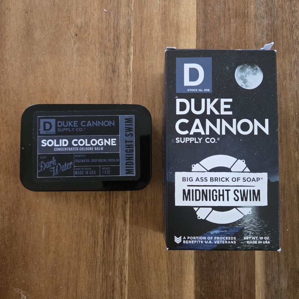 Duke Cannon Midnight Swim Solid Cologne and Soap Set